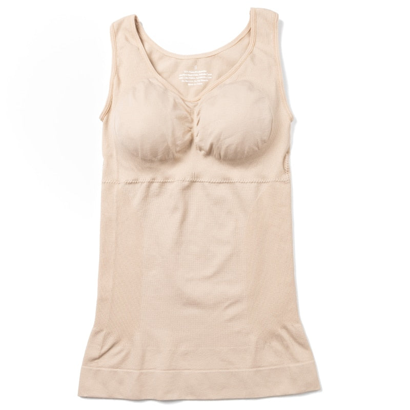 Tank Top Shapewear with Built in Bra Shelf Bra Casual Wide Strap Basic Camisole Sleeveless Top Shaper with Removable Bra The Clothing Company Sydney