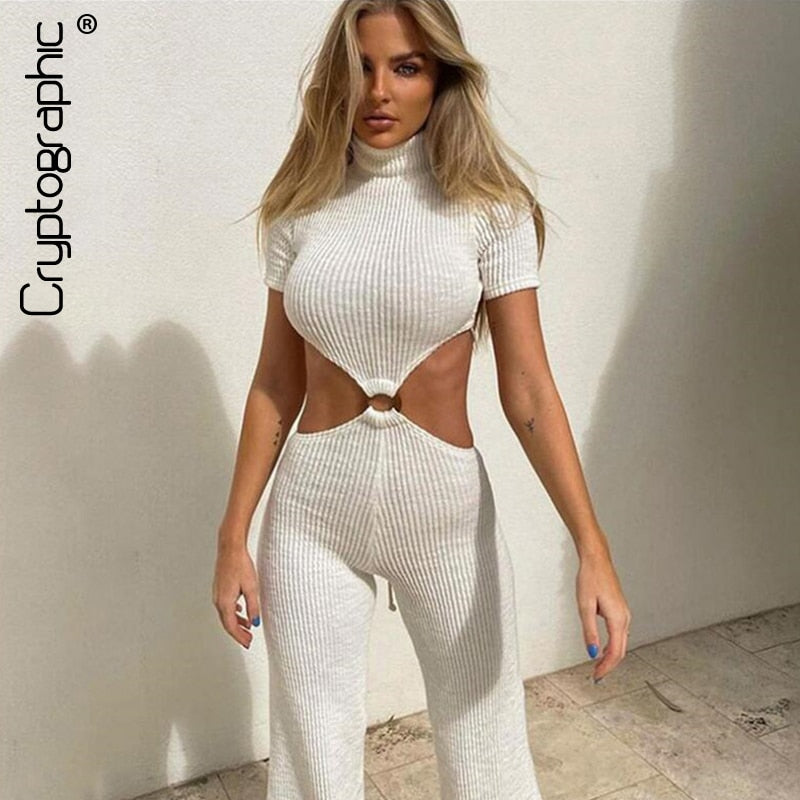 Cotton Backless Cutout Bandage Jumpsuits Flare Pants Rompers Club Party One Piece Outfits Overalls The Clothing Company Sydney