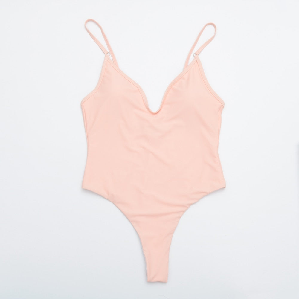 Solid One Piece Swimsuit Swimwear Bodysuit Swimsuit Push Up Monokini High Waist Bathing Suits Beach Wear The Clothing Company Sydney