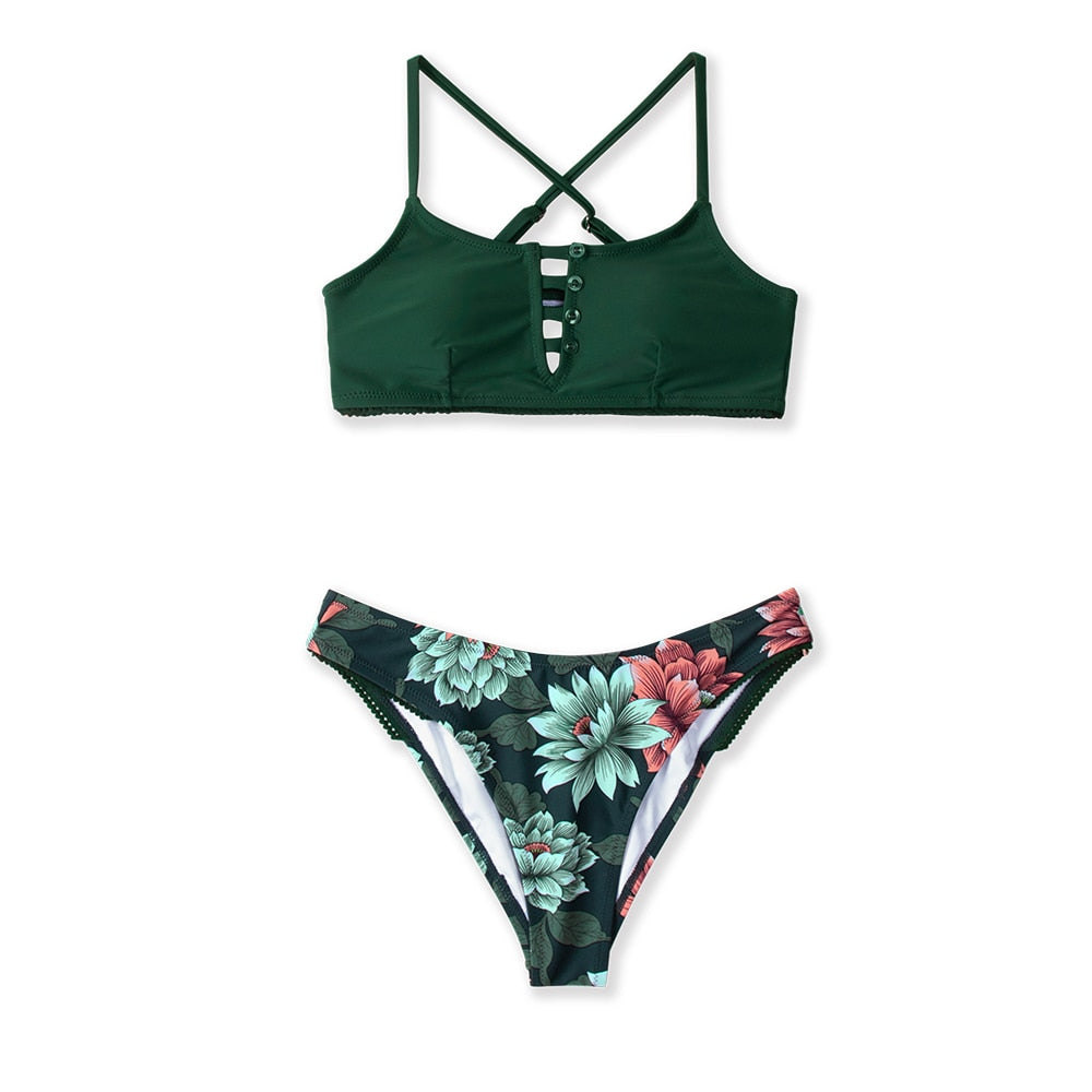 Cut out Low-waist Bikini Sets Swimwear Swimsuits Bathing Suit Navy Floral Tank Bikinis Beachwear The Clothing Company Sydney