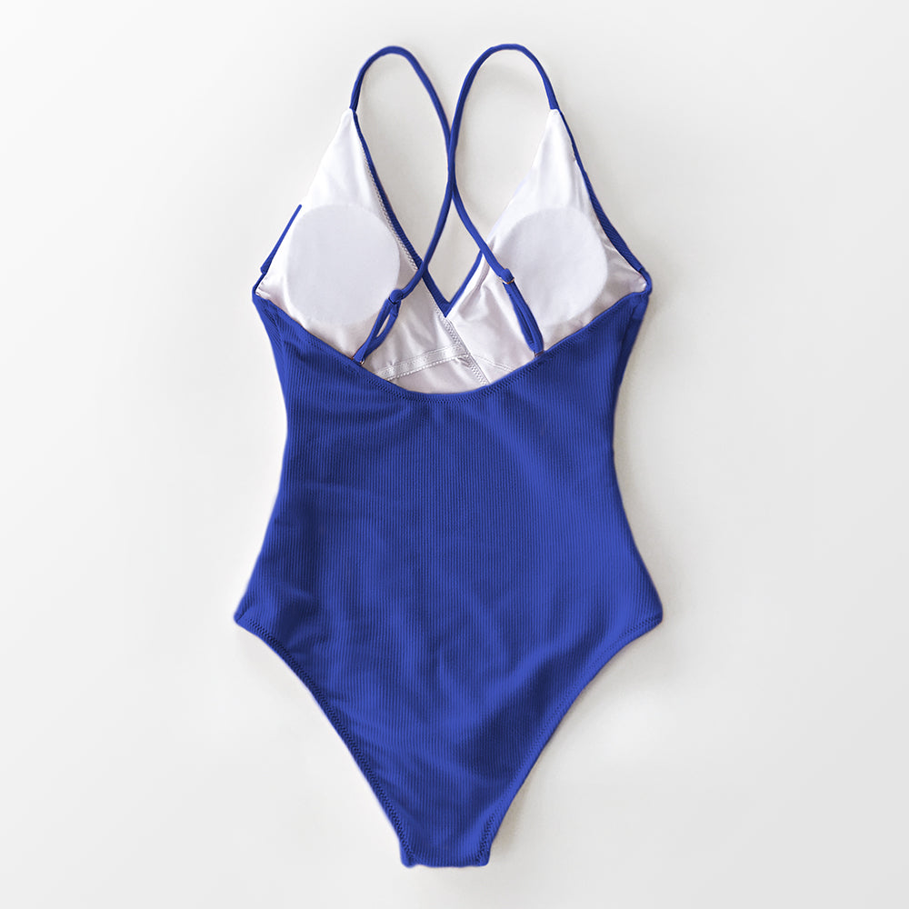 Solid One-piece Swimsuit Falbala V neck Ruffle Monokini Beach Bathing Suit Swimwear The Clothing Company Sydney