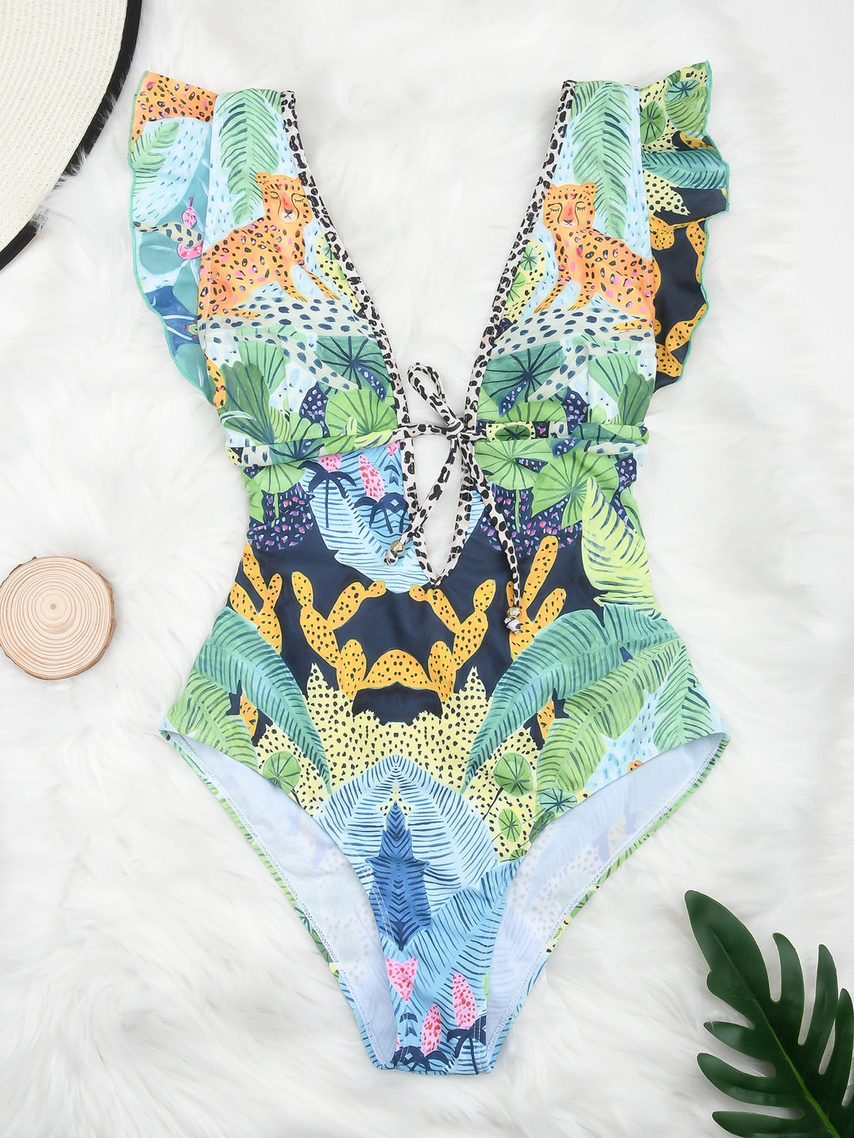 Ruffle One Piece Swimsuit Swimwear Female High Cut Brazilian Bather Monokini Bathing Suit Beachwear The Clothing Company Sydney