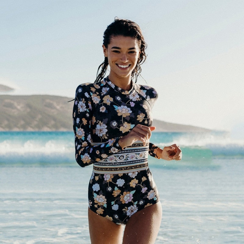 Surf Rashguard Long sleeve swimwear one piece swimsuit Rash Guard swim suit Bathing Suit beach wear Bodysuit Monokini The Clothing Company Sydney