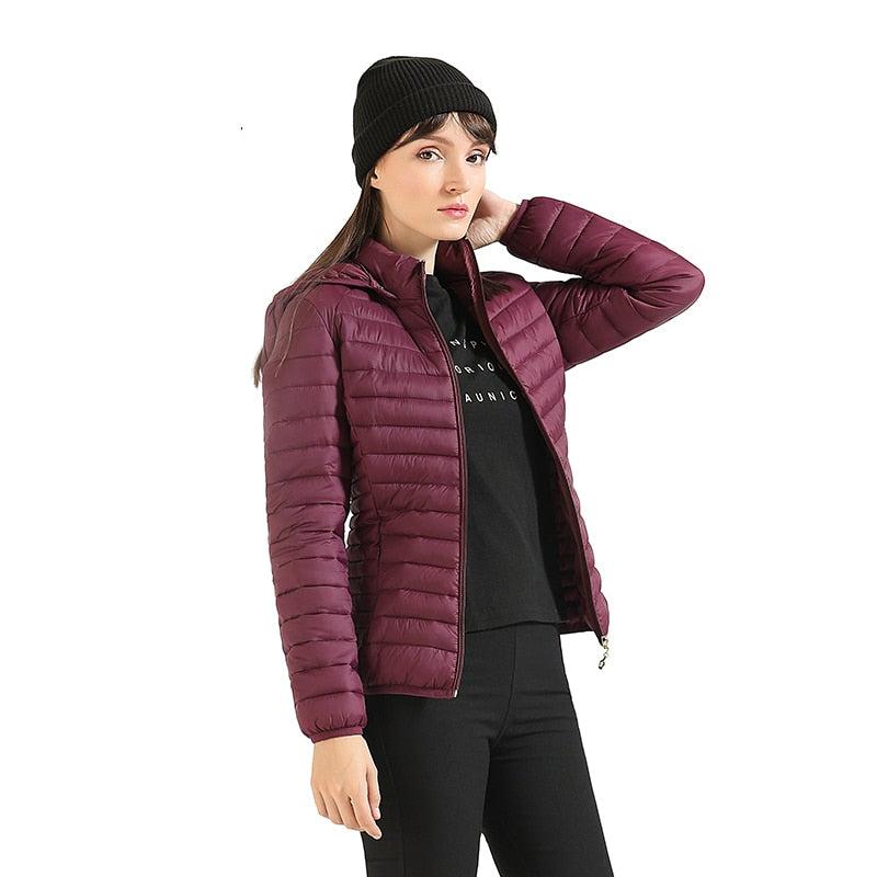 Winter Women Thin Padded Puffer Jacket Coat Short Parka Outdoor Warm Clothing Portable Ultralight  Outerwear The Clothing Company Sydney