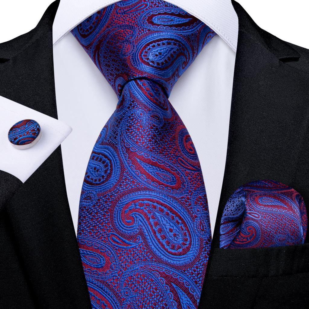 Men Purple Floral Paisley Necktie Business Formal 100% Silk Tie Pocket Square Set For Wedding Party The Clothing Company Sydney