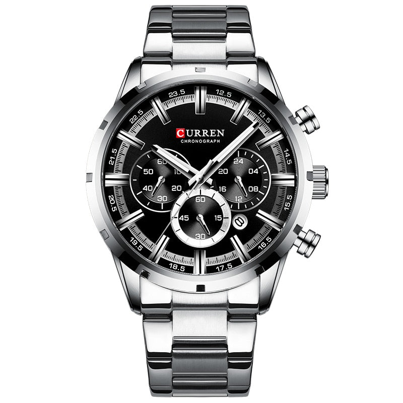 Men's Watch Luxury Sports Quartz Mens Watches Full Steel Waterproof Chronograph Wristwatch The Clothing Company Sydney