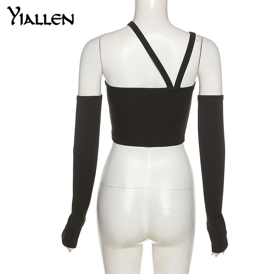 Autumn Fashion Casual Slim Solid Removable Sleeves Halter T Shirt For Women's New Streetwear Wild Basic Top The Clothing Company Sydney
