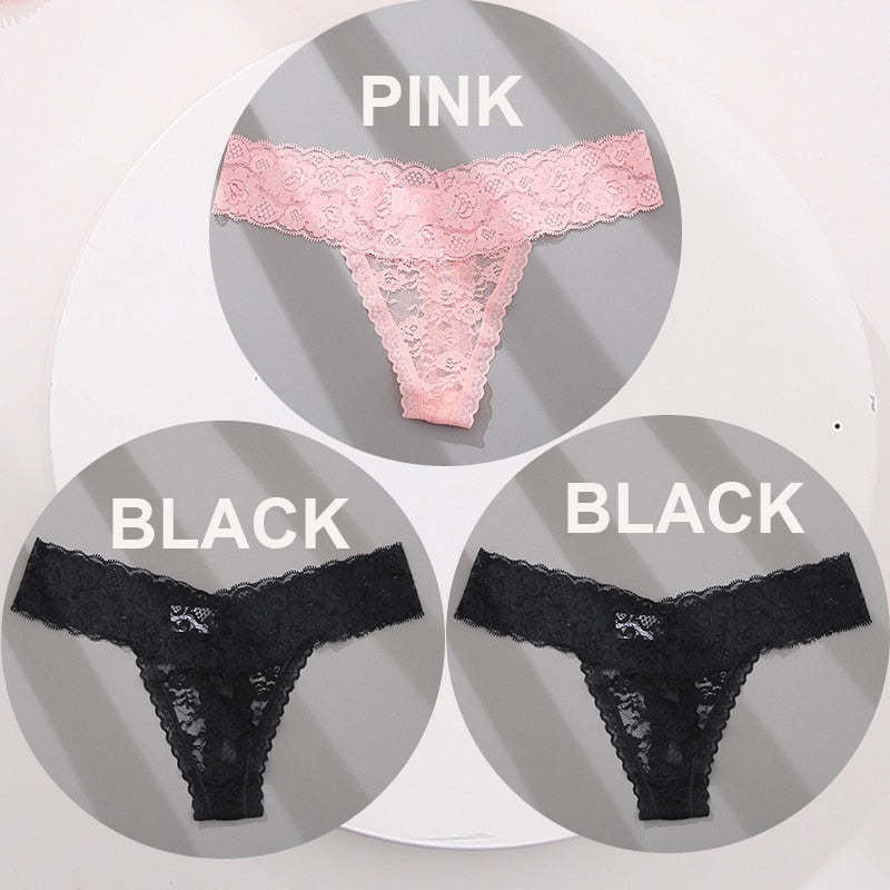 3 pack G-string Thong Panties Lace Floral Underwear Transparent Underpants Lingerie Briefs The Clothing Company Sydney