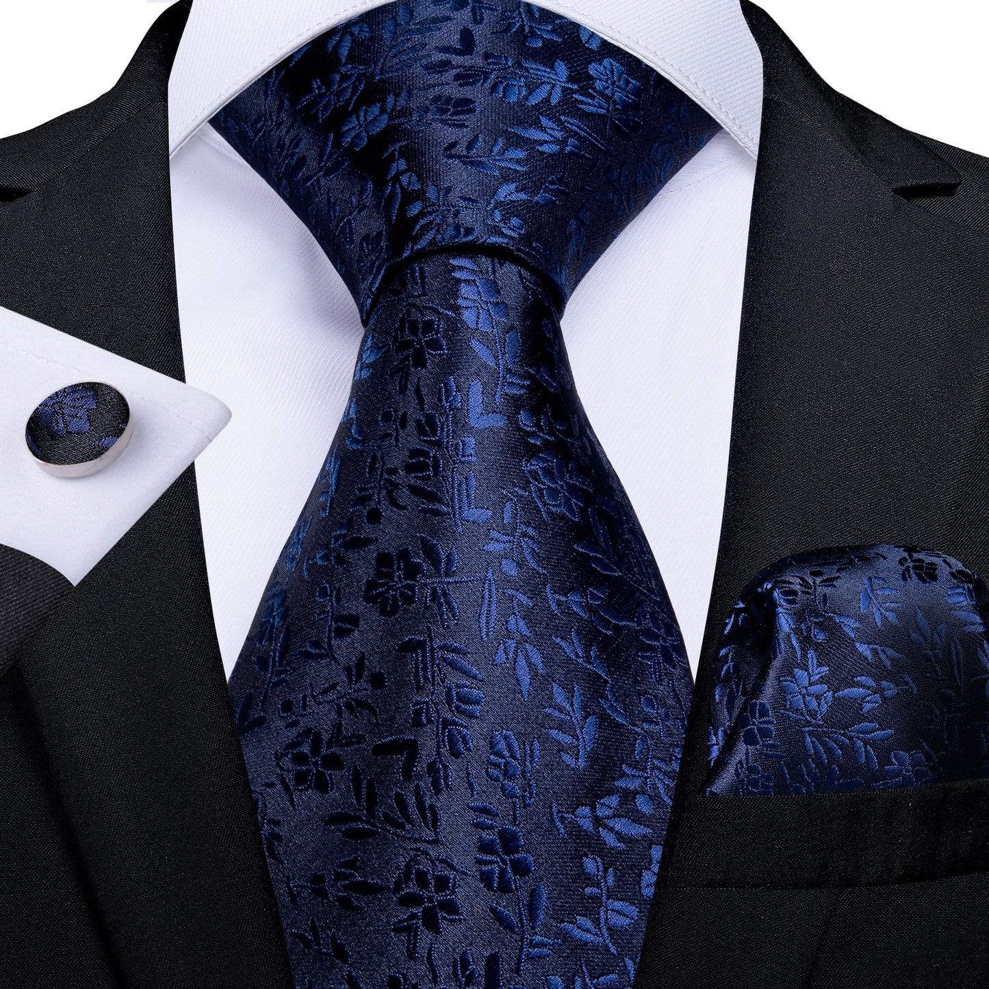 Classic 100% Silk Men's Ties 8cm Blue Plaid Dot Striped Business Necktie Handkerchief Wedding Party Tie Set The Clothing Company Sydney
