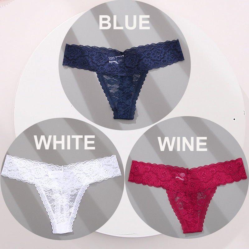 3 pack G-string Thong Panties Lace Floral Underwear Transparent Underpants Lingerie Briefs The Clothing Company Sydney