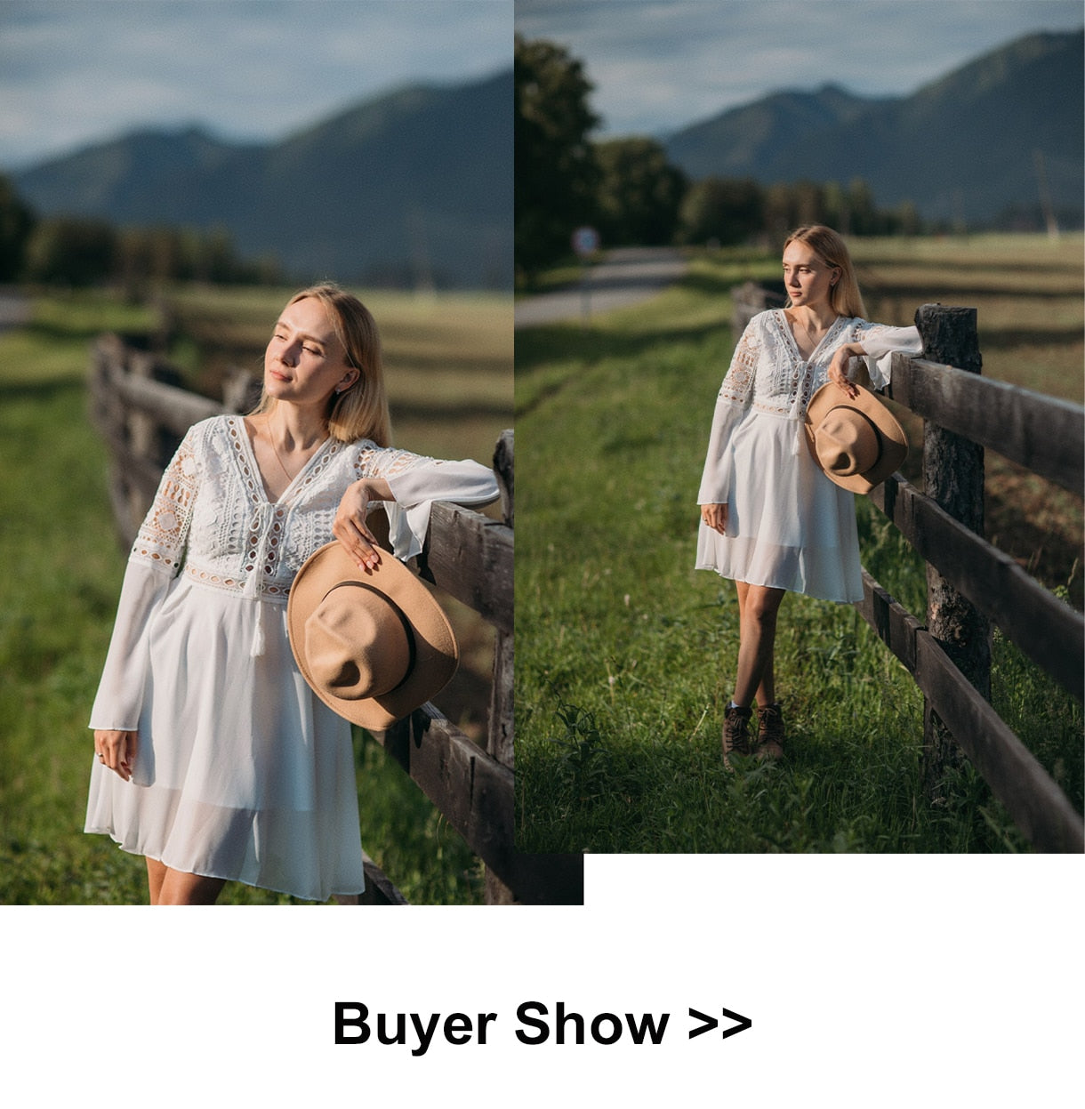 V-Neck Hollow Out Long Sleeve Mini Lace Dress Elegant White Boho Dress Casual Lace Vestido Robe Dress The Clothing Company Sydney