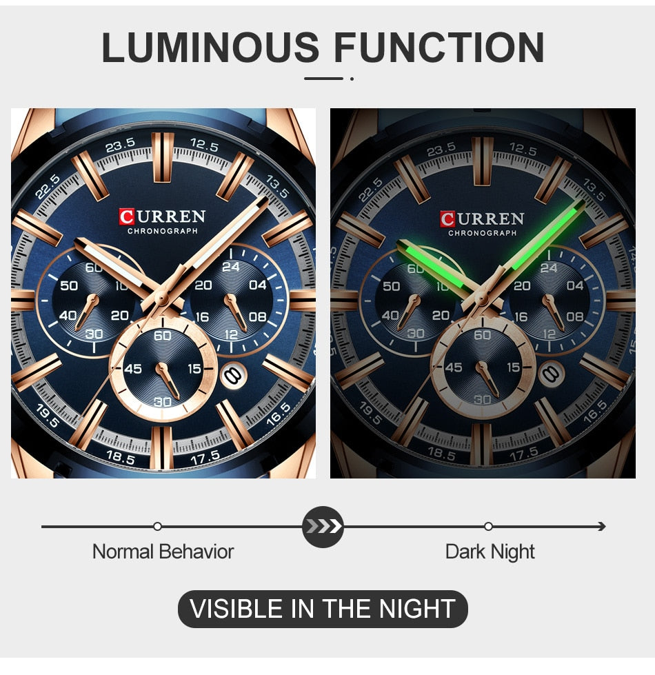 Men's Watch Luxury Sports Quartz Mens Watches Full Steel Waterproof Chronograph Wristwatch The Clothing Company Sydney
