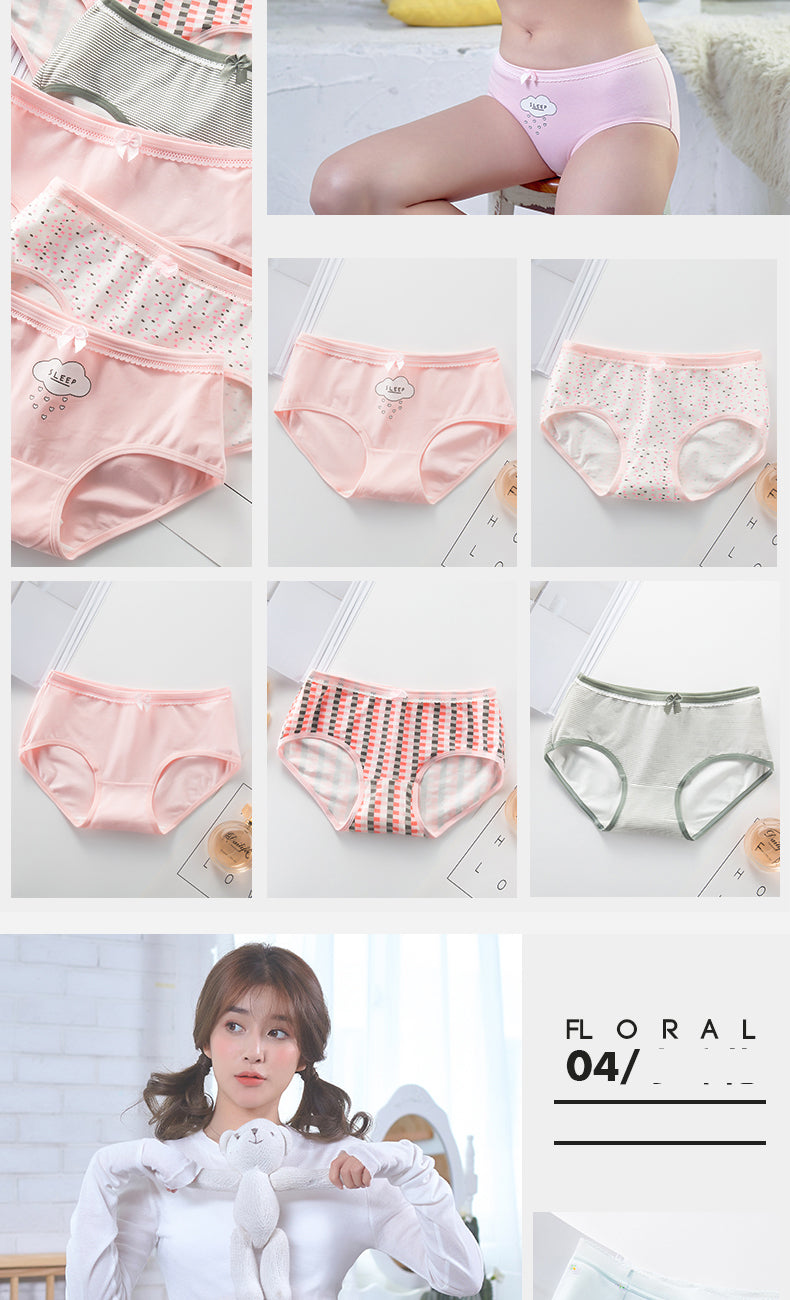 7Pcs/5Pcs Women Panties Comfort Cotton Mix Breathable Underwear Seamless Ladies Low Waist Lingeries Cute Girls Briefs The Clothing Company Sydney