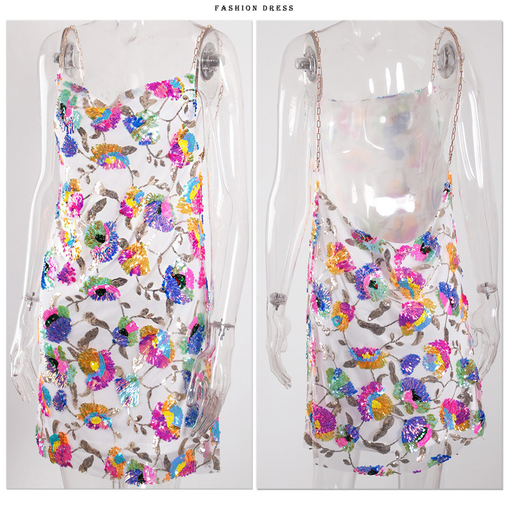 Sequin Backless Slip Mini Chain Straps Short Tulle Cocktail Summer Party Night Lush Prom Dress The Clothing Company Sydney