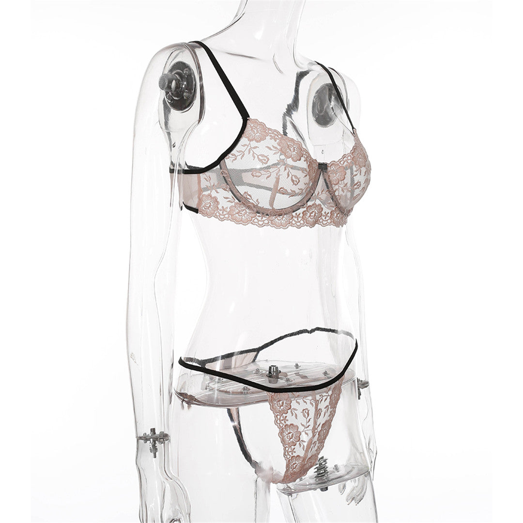 2 Piece Underwear See Through Bra Embroidery Floral Lingerie Transparent Set Clothing Company Sydney