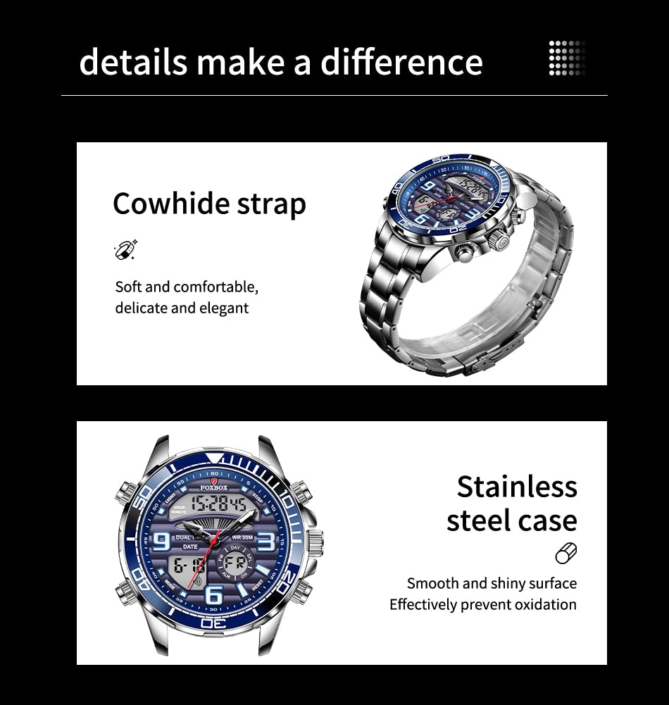 Lige Brand Foxbox Digital Mens Watches Sport Quartz Wristwatch All Steel Military Waterproof Watch The Clothing Company Sydney