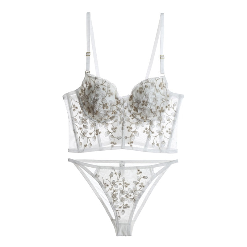 2 Piece Classic Women underwear Set Lace Push Up Bra And Panty Sets Embroidered Brassiere Adjustable Gathered Lingerie The Clothing Company Sydney