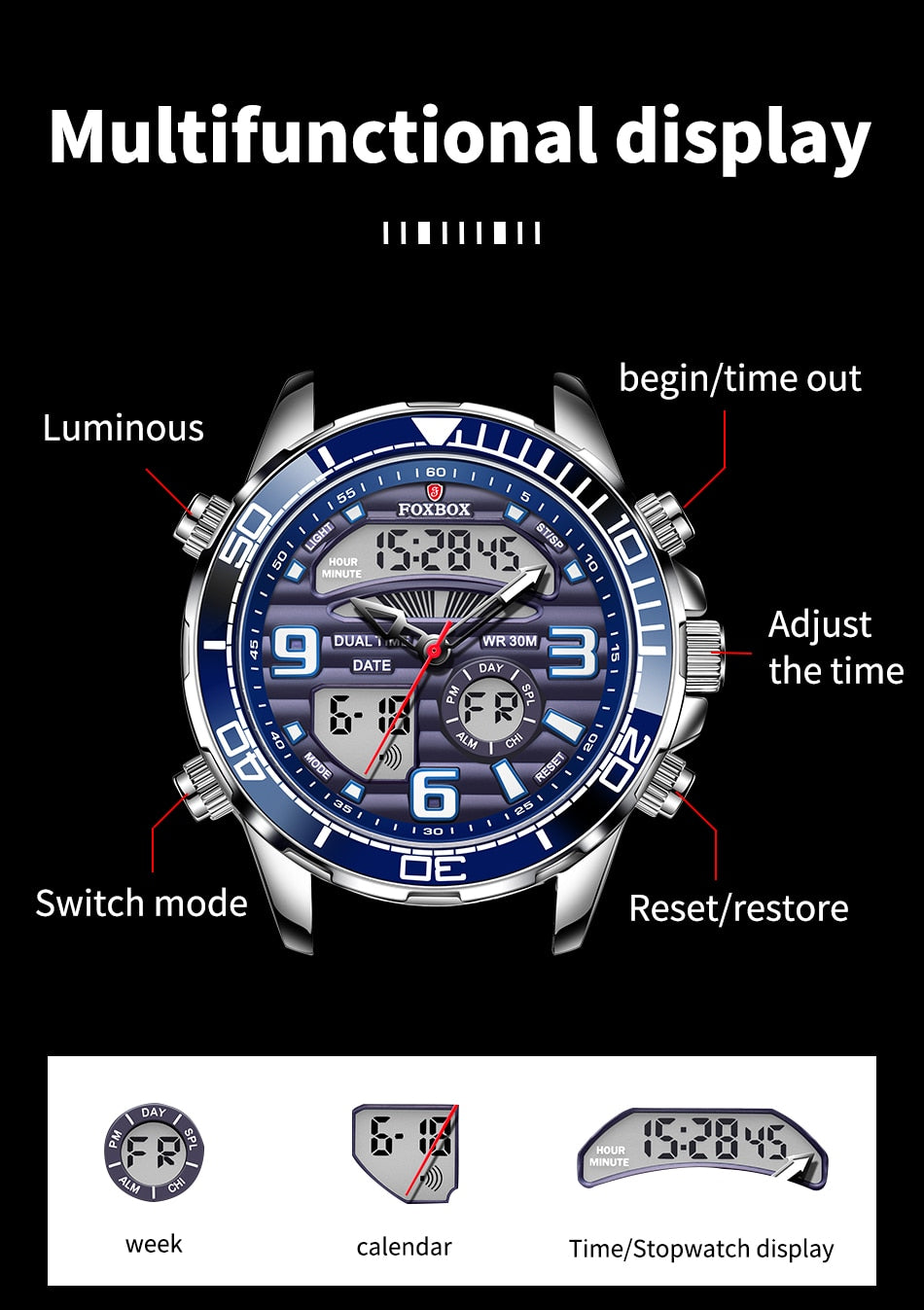 Lige Brand Foxbox Digital Mens Watches Sport Quartz Wristwatch All Steel Military Waterproof Watch The Clothing Company Sydney