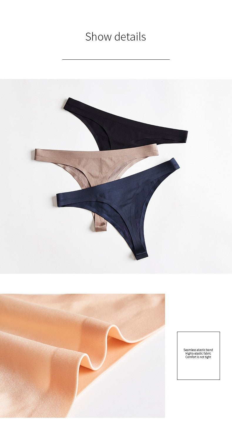 15 Colors Low-Rise Panties Ice Silk Thong  Seamless G String Fashion simple Underwear Women Back Lace Thongs Lingerie The Clothing Company Sydney