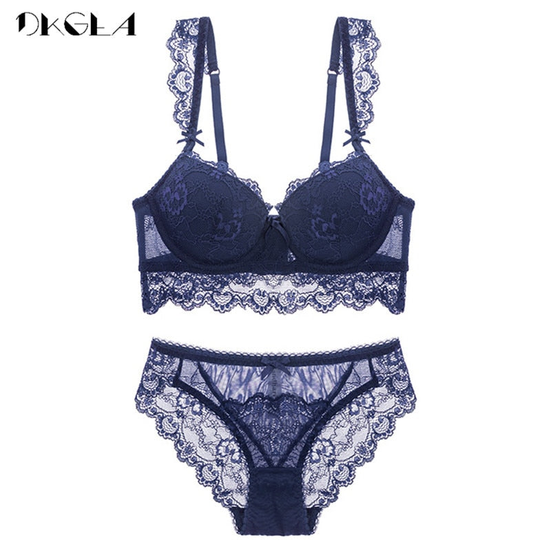 Super Gather Bras Underwear Set Cotton Blue Bra Set Push Up Thick Brassiere Lace Embroidery Lingerie Set A B C Cup The Clothing Company Sydney