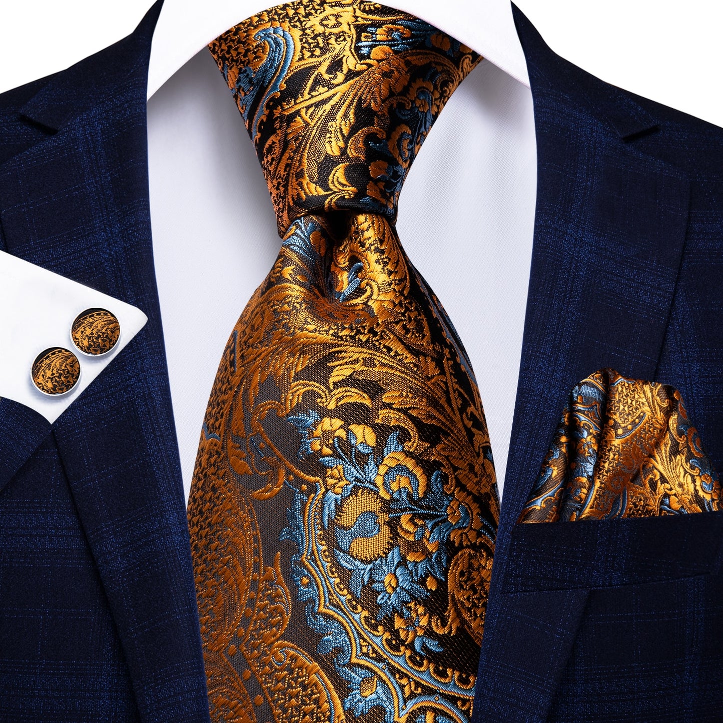 3 Piece Business Classic Blue Black Striped Solid Neck Tie Necktie Pocket Square Cufflinks Wedding Party Silk Tie Set The Clothing Company Sydney