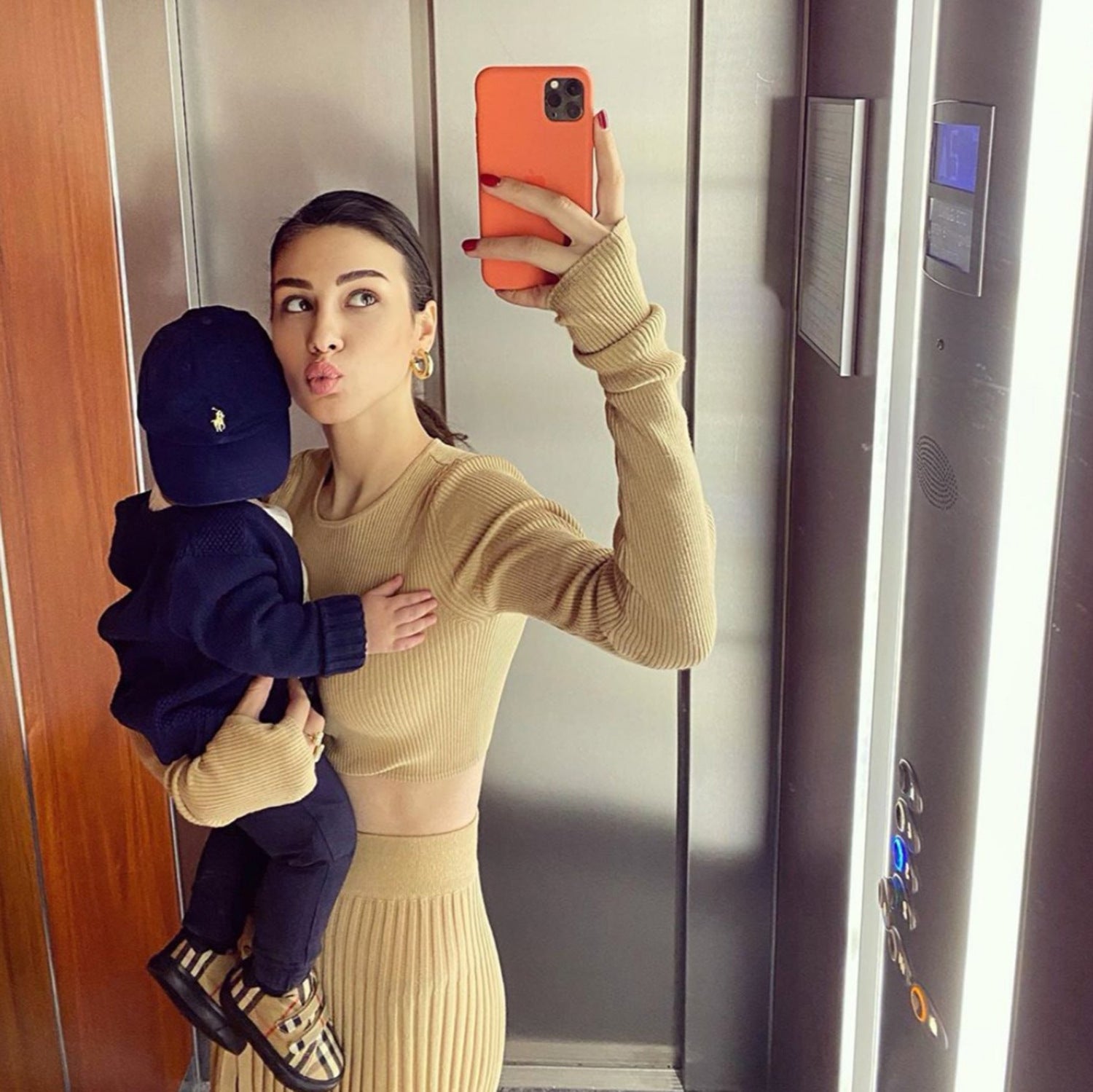 2 Piece Sweater Cropped Top Midi Skirt Matching Set Outfits Button Up Split Skirt Set The Clothing Company Sydney