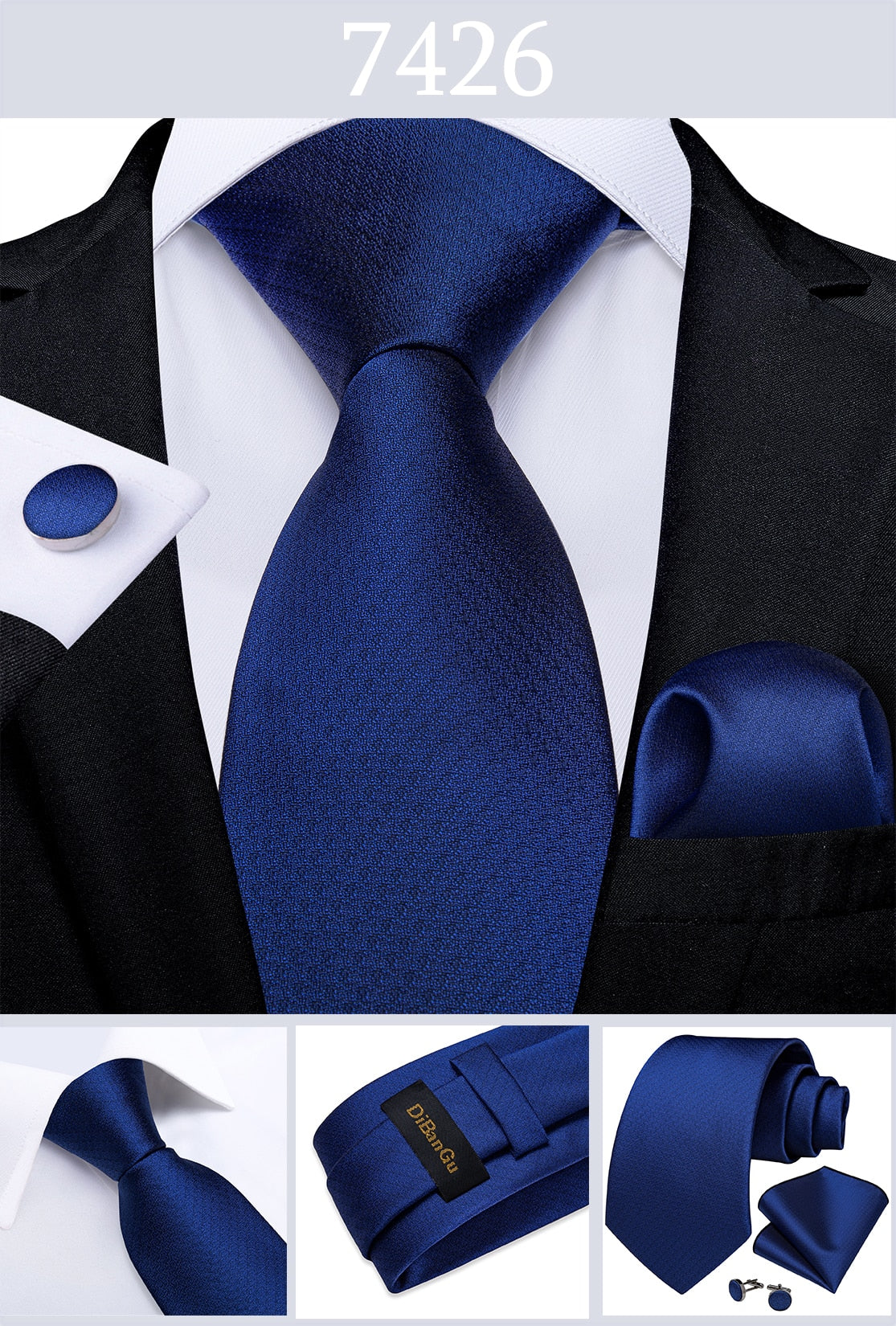 Classic 100% Silk Men's Ties 8cm Blue Plaid Dot Striped Business Necktie Handkerchief Wedding Party Tie Set The Clothing Company Sydney