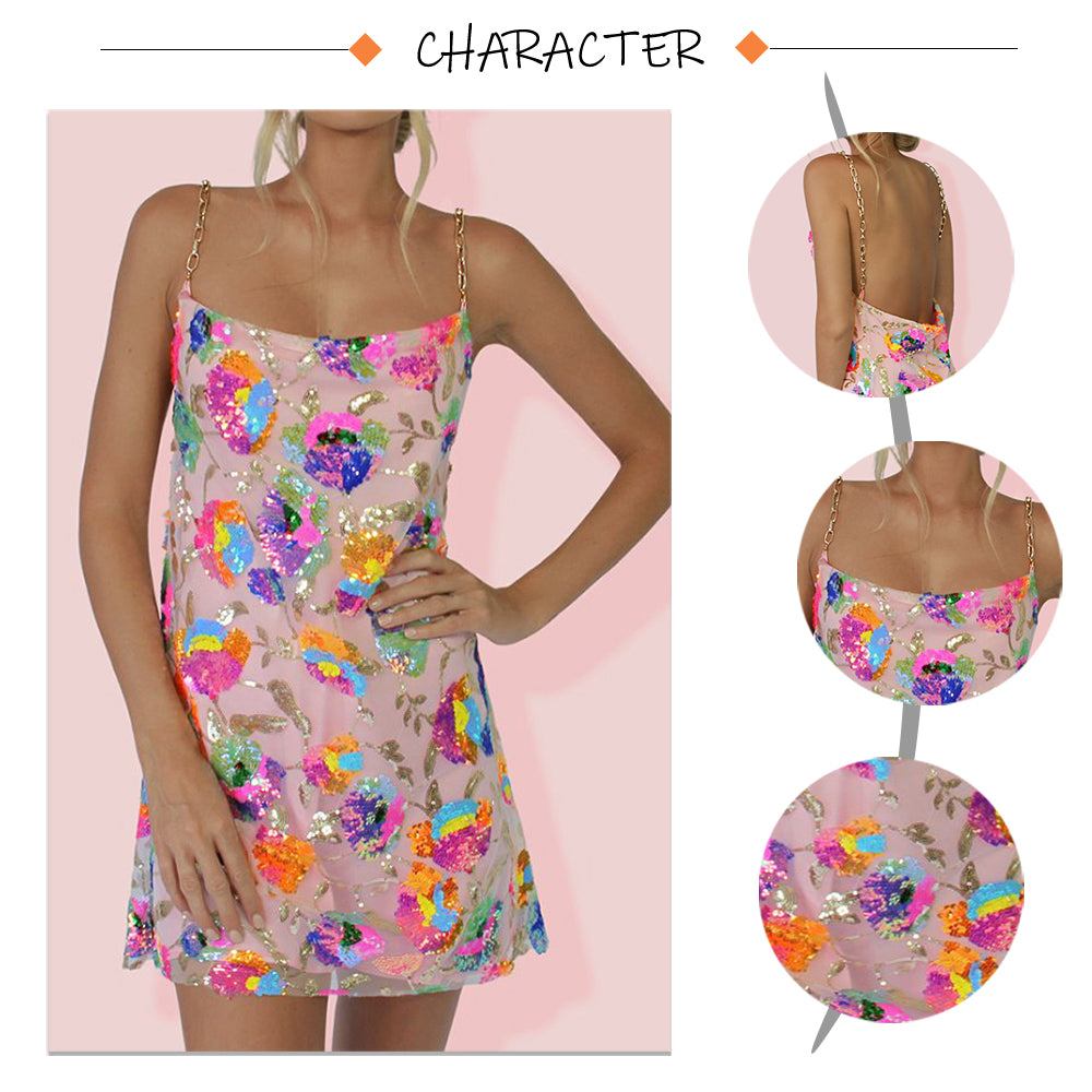 Sequin Backless Slip Mini Chain Straps Short Tulle Cocktail Summer Party Night Lush Prom Dress The Clothing Company Sydney