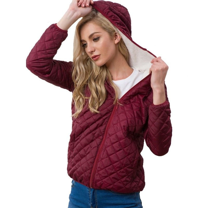 Women's Hooded Jacket Casual Basic Warm Velvet Lamb Parka Coat Autumn Winter New Solid Light Soft Outerwear The Clothing Company Sydney