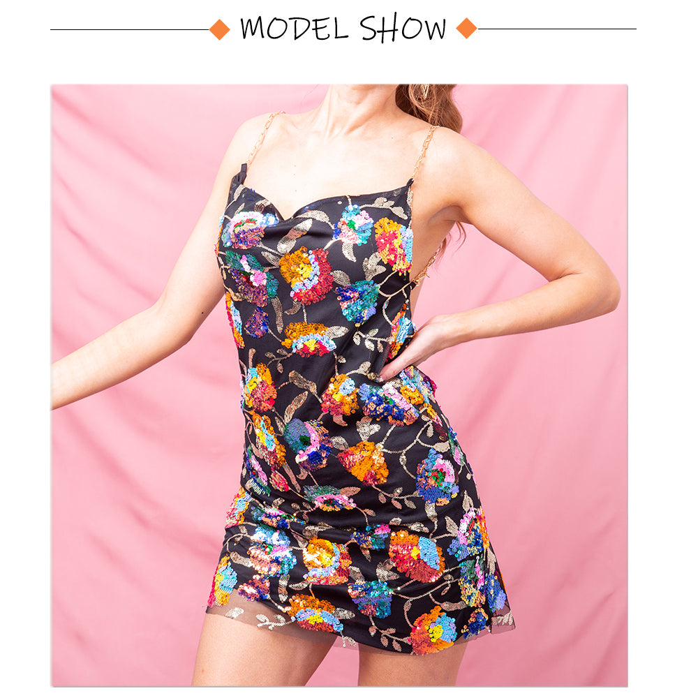 Sequin Backless Slip Mini Chain Straps Short Tulle Cocktail Summer Party Night Lush Prom Dress The Clothing Company Sydney