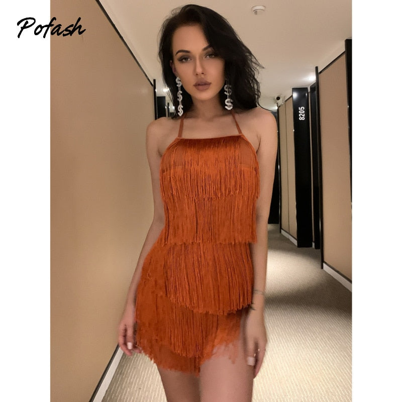 Solid Black Tassel Jumpsuits Spaghetti Strap Backless Club Party Playsuits Summer Rompers The Clothing Company Sydney