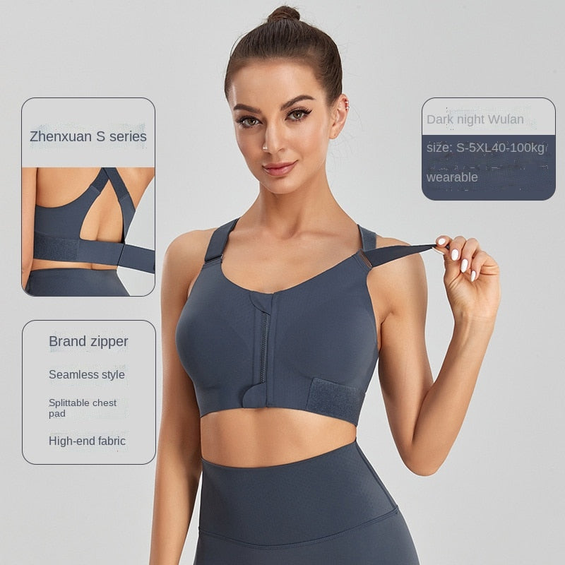 Shockproof Gym Sports Plus Size High-intensity Workout Running Seamless Velcro Shoulder Strap Hem Fitness Bra Top The Clothing Company Sydney