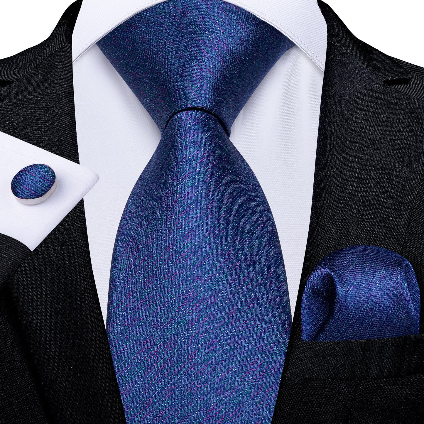 3 Piece Classic 100% Silk Men's Ties 8cm Blue Plaid Dot Striped Business Necktie Handkerchief Wedding Party Tie Set The Clothing Company Sydney