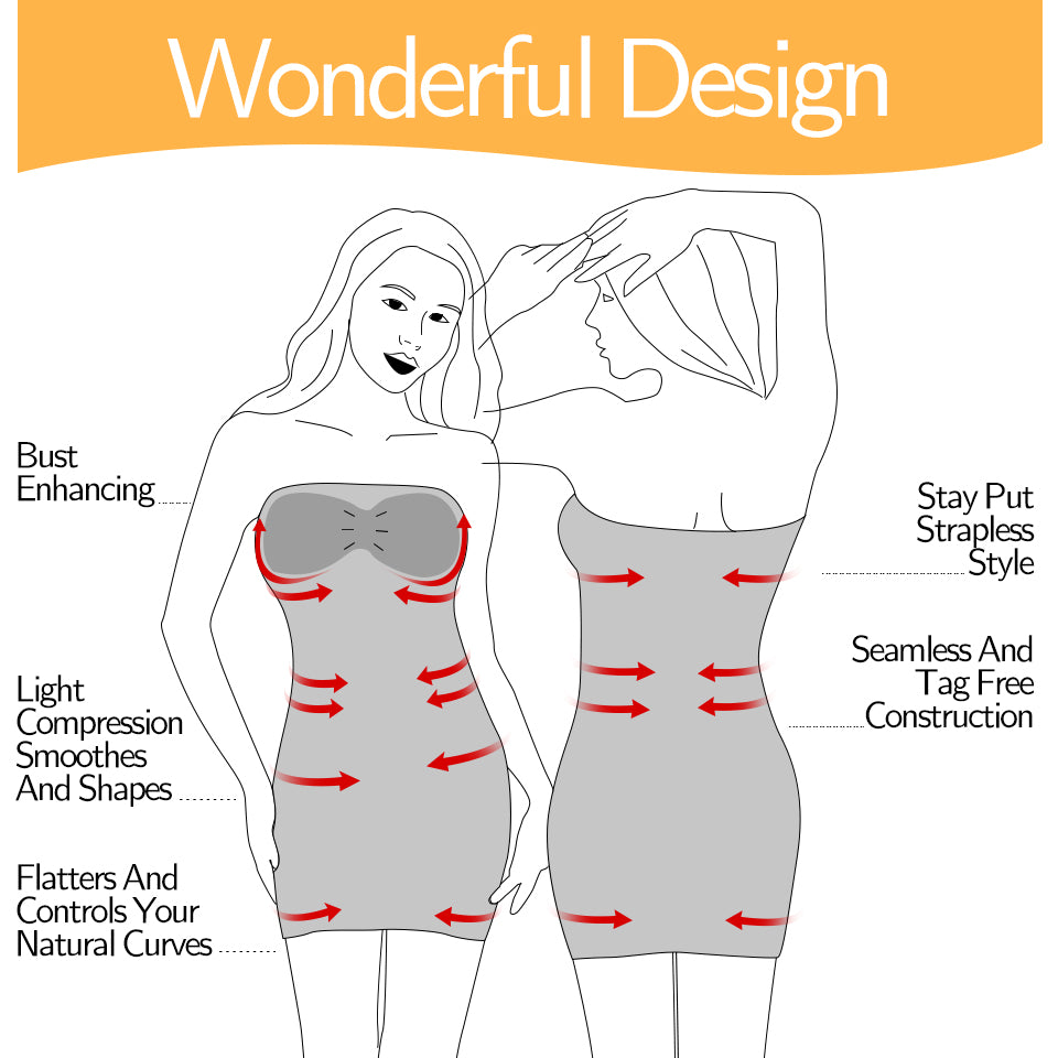 Women Shapewear Strapless Full Slips for Under Dress Tummy Control Slips Skirts Full Body Shaper Seamless Underwear Shaper The Clothing Company Sydney