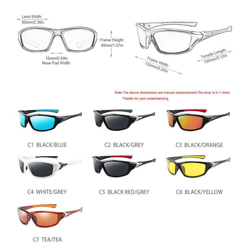Sports Polarized Sunglasses For Men and Women Fashion Plastic Outdoor Sun Glasses Black Shades Goggle UV400 The Clothing Company Sydney