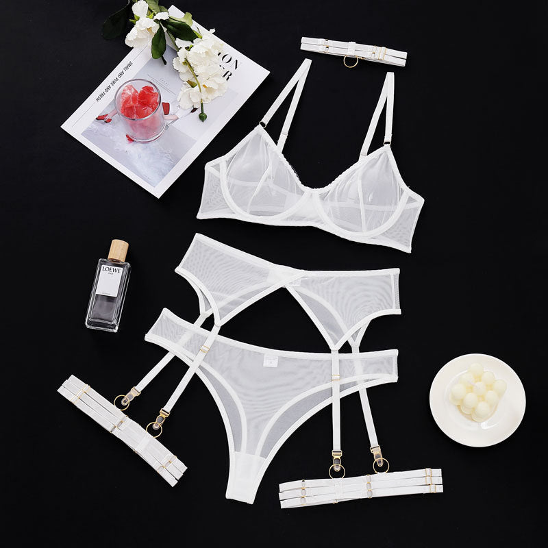 4 Piece Lingerie Underwear Bra Garters Brief Sets Transparent Lace Seamless Panties Set The Clothing Company Sydney