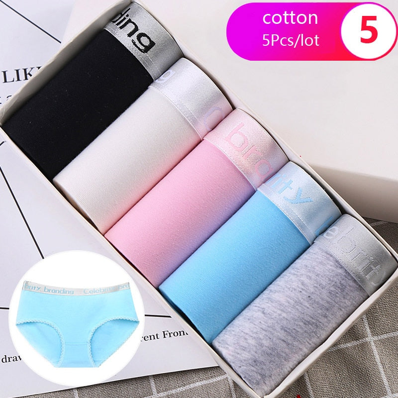 7Pcs/5Pcs Women Panties Comfort Cotton Mix Breathable Underwear Seamless Ladies Low Waist Lingeries Cute Girls Briefs The Clothing Company Sydney
