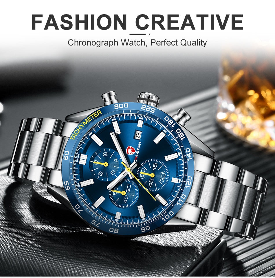 CHEETAH Men's Top Luxury Brand Stainless Steel Business Quartz Watches Chronograph Casual Sport Wrist Watches for Men The Clothing Company Sydney