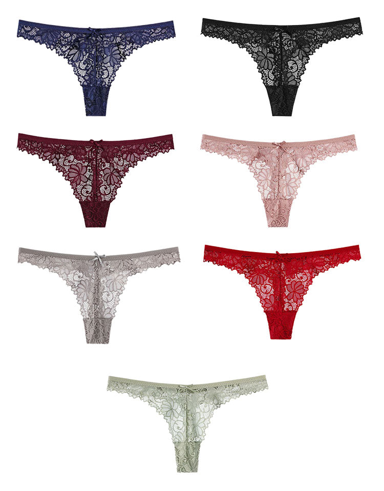 Lace Embroidery Underwear Lingerie T-back Thong Sheer Panties Hollow out Transparent Knickers The Clothing Company Sydney