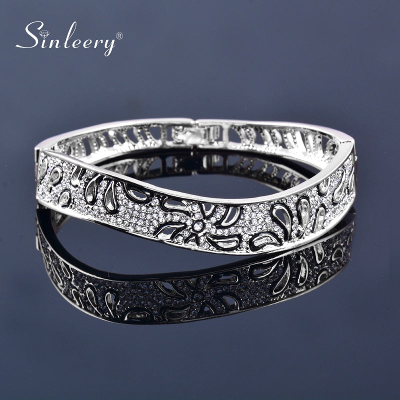 Luxury Hollow Flower Bangles For Women Rose Gold Silver Color Crystal Bracelets Best Friends Gifts Jewellery The Clothing Company Sydney