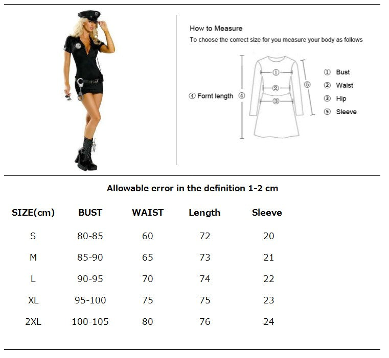 Women's Police Uniform Cop Halloween Policewomen Police Officer  Costume Uniform Cosplay Fancy Dress The Clothing Company Sydney