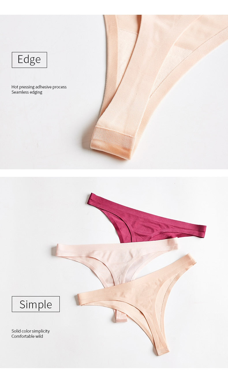 15 Colors Low-Rise Panties Ice Silk Thong  Seamless G String Fashion simple Underwear Women Back Lace Thongs Lingerie The Clothing Company Sydney