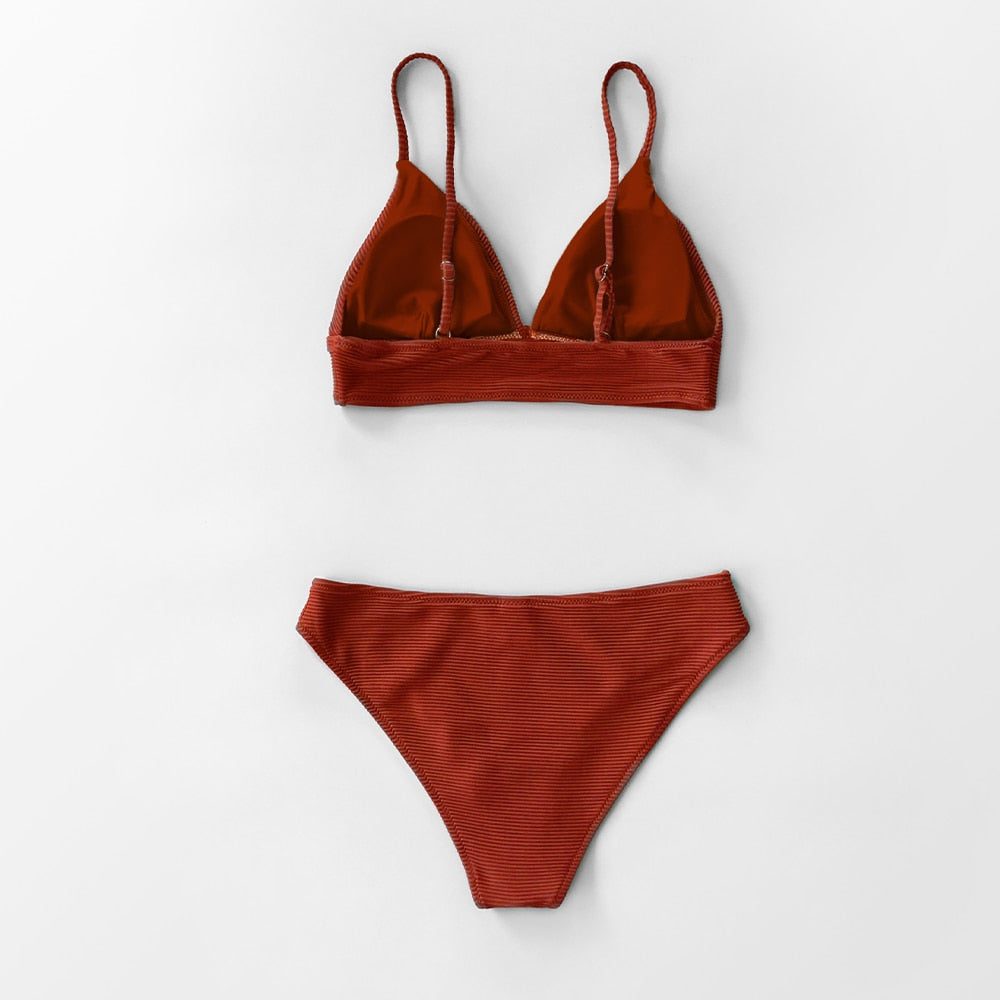 Army Green Solid Bikini Set Triangle Two Piece Swimwear Plain Beach Bathing Suit Swimsuits The Clothing Company Sydney