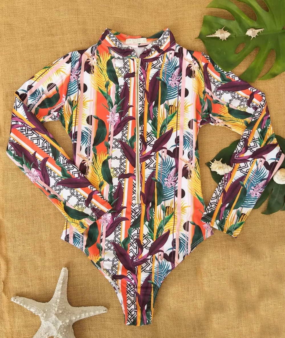 One Piece Swimsuit Rashguard Long Sleeve Surf Swimwear Print Bathing Beach Wear Swimming Suit Monokini Clothing Company Sydney