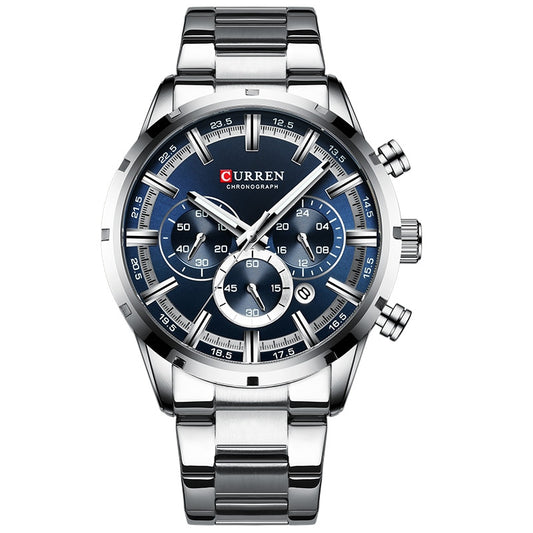 Men's Watch Luxury Sports Quartz Mens Watches Full Steel Waterproof Chronograph Wristwatch The Clothing Company Sydney