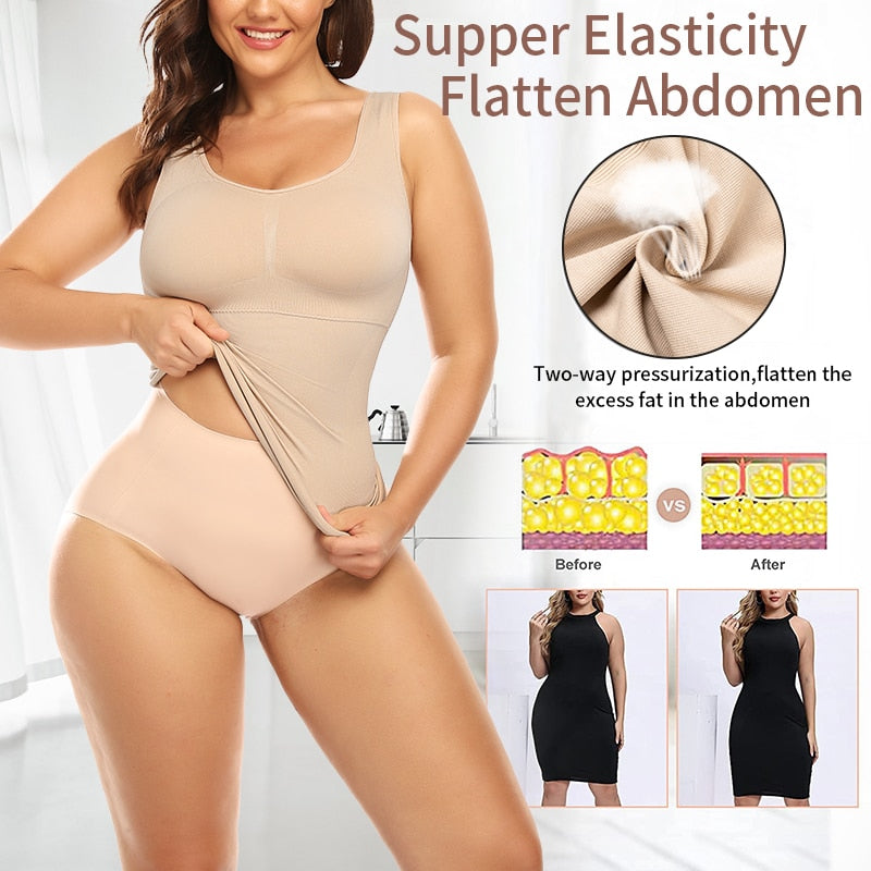 Tank Top Shapewear with Built in Bra Shelf Bra Casual Wide Strap Basic Camisole Sleeveless Top Shaper with Removable Bra The Clothing Company Sydney