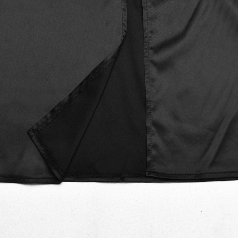 Silky Satin Elegant Slit Maxi Dress Backless Straps Gown Club Party Long Dresses The Clothing Company Sydney