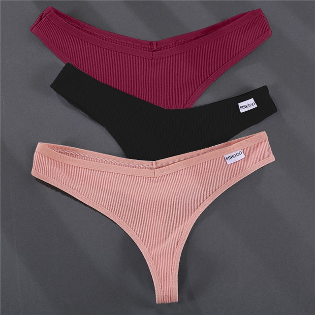3 Pack G-string Panties Cotton Underwear Underpants Thong Solid Color Pantys Lingerie Briefs The Clothing Company Sydney