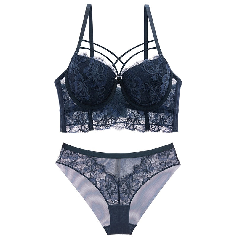 2 Piece Underwear Set Green Bras Cotton Brassiere Lingerie Set Lace Embroidery Push Up Bra Panties Sets Deep V Gather Bra and Brief The Clothing Company Sydney
