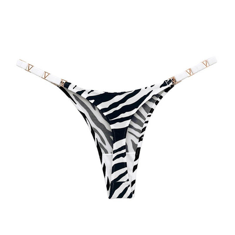 Thong Women Underwear Briefs Seamless Panties Zebra Flower Low Rise Luxury Metal Buckle G String Bikini Female Panty The Clothing Company Sydney